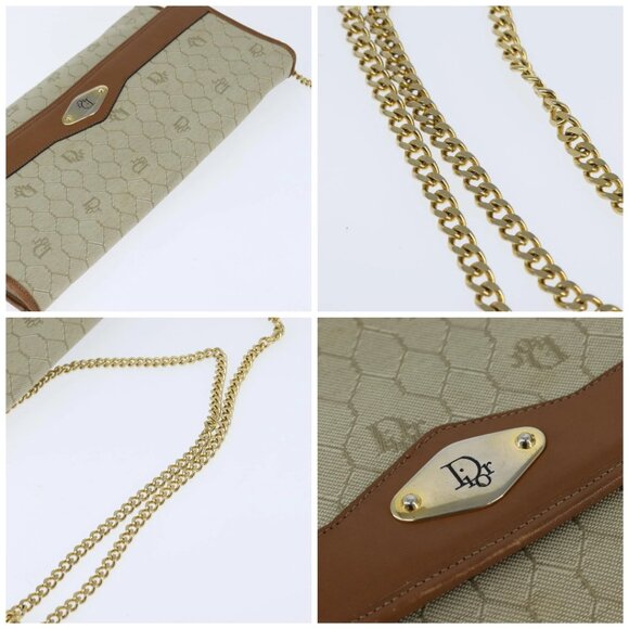 Christian Dior Honeycomb Canvas Chain Shoulder Bag Beige Auth bs30461 - Picture 16 of 16